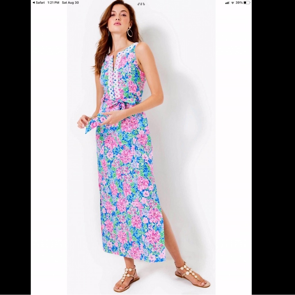 NWT Lilly Pulitzer Gulianna Stretch Cotton Maxi Shift Dress Size 10